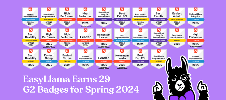 EasyLlama Earns 29 Awards in G2 Spring 2024 Reports