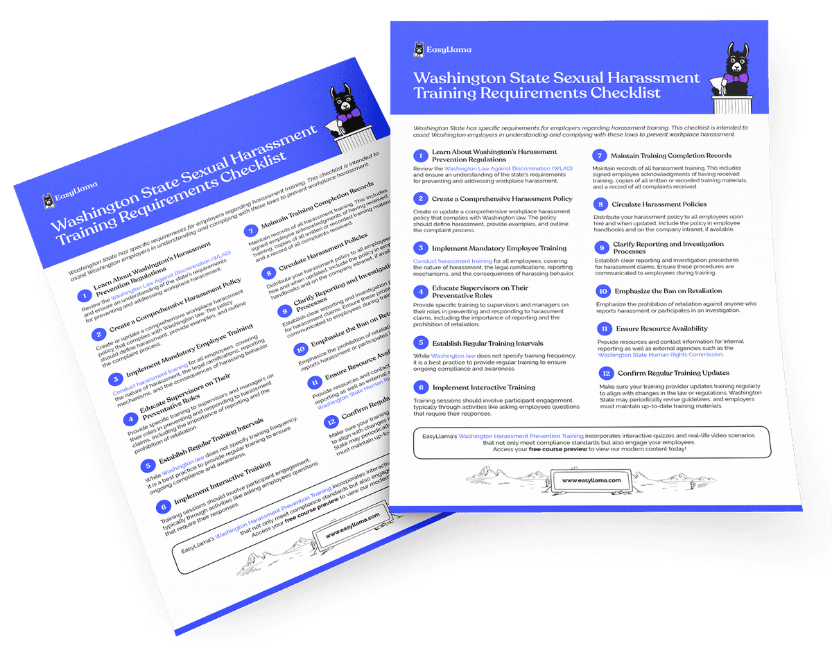 Washington State Sexual Harassment Training Requirements Checklist