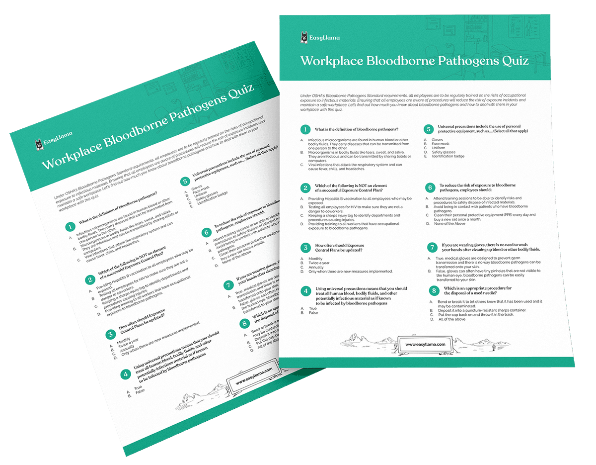 Workplace Bloodborne Pathogens Quiz